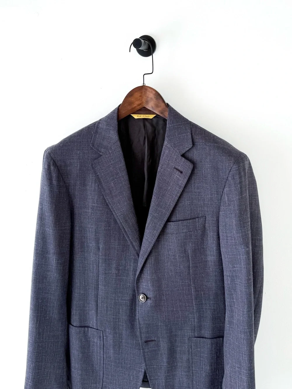 Canali Kei Dark Navy Blue Wool Silk Linen Textured Sport Coat Blazer Men's 42R